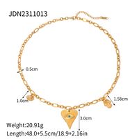 Ig Style Simple Style Devil's Eye Hand Of Fatima Heart Shape Stainless Steel Enamel Plating 18k Gold Plated Necklace sku image 1