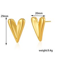 1 Pair Ig Style Simple Style Heart Shape Plating Stainless Steel 18k Gold Plated Ear Studs main image 2