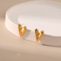 1 Pair Ig Style Simple Style Heart Shape Plating Stainless Steel 18k Gold Plated Ear Studs main image 5