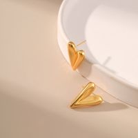 1 Pair Ig Style Simple Style Heart Shape Plating Stainless Steel 18k Gold Plated Ear Studs main image 1