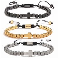 Classic Style Commute Cross Stainless Steel Copper Beaded Bracelets main image 1