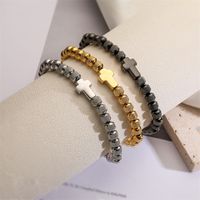 Classic Style Commute Cross Stainless Steel Copper Beaded Bracelets main image 2