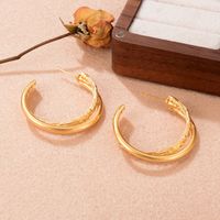 1 Pair Ig Style C Shape Copper 18k Gold Plated Ear Studs main image 1