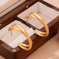 1 Pair Ig Style C Shape Copper 18k Gold Plated Ear Studs main image 6