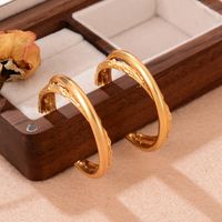 1 Pair Ig Style C Shape Copper 18k Gold Plated Ear Studs main image 3