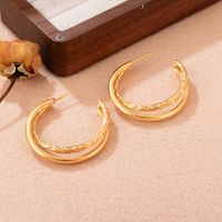 1 Pair Ig Style C Shape Copper 18k Gold Plated Ear Studs main image 4