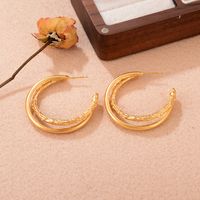 1 Pair Ig Style C Shape Copper 18k Gold Plated Ear Studs main image 5