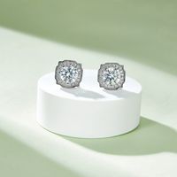 Lady Solid Color Sterling Silver Plating Inlay Moissanite 18k Gold Plated Rings Earrings Necklace main image 2