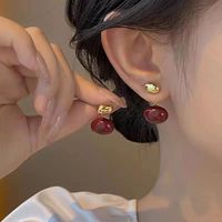 1 Pair Lady Oval Epoxy Plating Alloy Gold Plated Drop Earrings sku image 1