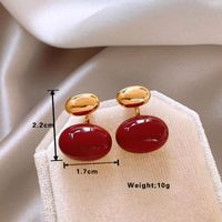 1 Pair Lady Oval Epoxy Plating Alloy Gold Plated Drop Earrings main image 6