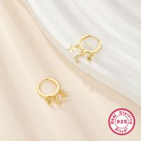 1 Pair Elegant Simple Style Commute Cross Star Moon Plating Inlay Sterling Silver Zircon 18k Gold Plated White Gold Plated Drop Earrings main image 3