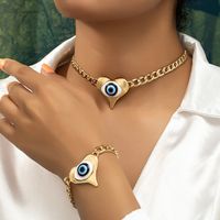Gothic Hip-hop Exaggerated Heart Shape Eye Alloy Enamel Plating Gold Plated Unisex Jewelry Set main image 1
