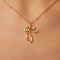 Lady Bow Knot Copper Plating 18k Gold Plated Earrings Necklace main image 1