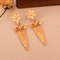 1 Pair Ig Style Flower Umbrella Copper 18k Gold Plated Drop Earrings main image 3