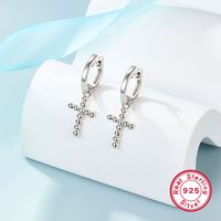 1 Pair Classic Style Cross Plating Sterling Silver White Gold Plated Drop Earrings main image 2