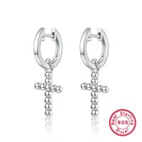 1 Pair Classic Style Cross Plating Sterling Silver White Gold Plated Drop Earrings main image 5