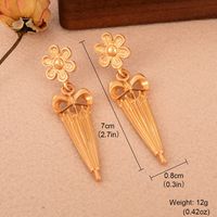 1 Pair Ig Style Flower Umbrella Copper 18k Gold Plated Drop Earrings main image 2