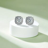 Lady Round Sterling Silver Plating Inlay Moissanite 18k Gold Plated Earrings Necklace main image 2
