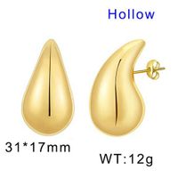 1 Pair Basic Water Droplets Plating Titanium Steel 18K Gold Plated Ear Studs main image 2