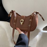 Women's Pu Leather Solid Color Vintage Style Semicircle Lock Clasp Shoulder Bag main image 5