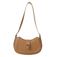 Women's Pu Leather Solid Color Vintage Style Semicircle Lock Clasp Shoulder Bag sku image 1