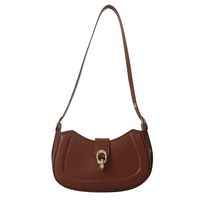 Women's Pu Leather Solid Color Vintage Style Semicircle Lock Clasp Shoulder Bag sku image 2