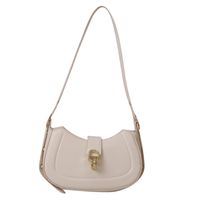 Women's Pu Leather Solid Color Vintage Style Semicircle Lock Clasp Shoulder Bag sku image 3