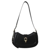 Women's Pu Leather Solid Color Vintage Style Semicircle Lock Clasp Shoulder Bag sku image 4