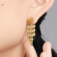 1 Pair Nordic Style Xuping Shiny Irregular Oval Plating Inlay Copper Alloy Artificial Gemstones 18k Gold Plated Drop Earrings main image 5