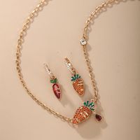Cute Xuping Carrot Alloy Plating Inlay Artificial Gemstones 18k Gold Plated Women's Earrings Necklace main image 8