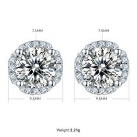 Lady Round Sterling Silver Plating Inlay Moissanite 18k Gold Plated Earrings Necklace sku image 5