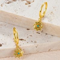 1 Pair Simple Style Devil's Eye Plating Inlay Sterling Silver Turquoise 18K Gold Plated White Gold Plated Drop Earrings main image 4