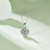 Lady Heart Shape Sterling Silver Plating Inlay Moissanite 18k Gold Plated Earrings Necklace main image 3