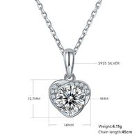 Lady Heart Shape Sterling Silver Plating Inlay Moissanite 18k Gold Plated Earrings Necklace sku image 6