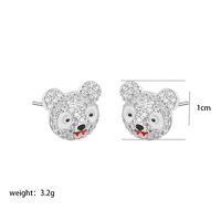 1 Pair Cute Xuping Simple Style Round Bear Plating Inlay Copper Alloy Artificial Pearls Artificial Diamond 14k Gold Plated White Gold Plated Ear Studs sku image 1