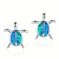 1 Pair Ig Style Cute Korean Style Tortoise Plating Inlay Copper Artificial Gemstones White Gold Plated Ear Studs main image 2