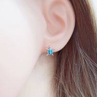 1 Pair Ig Style Cute Korean Style Tortoise Plating Inlay Copper Artificial Gemstones White Gold Plated Ear Studs main image 4