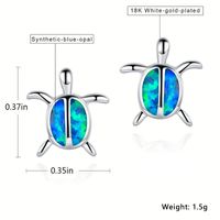 1 Pair Ig Style Cute Korean Style Tortoise Plating Inlay Copper Artificial Gemstones White Gold Plated Ear Studs main image 8
