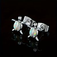 1 Pair Ig Style Cute Korean Style Tortoise Plating Inlay Copper Artificial Gemstones White Gold Plated Ear Studs main image 3