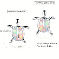 1 Pair Simple Style Tortoise Inlay Copper Opal White Gold Plated Ear Studs main image 2