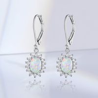 1 Pair Elegant Lady Sun Plating Inlay Copper Artificial Gemstones White Gold Plated Earrings main image 1