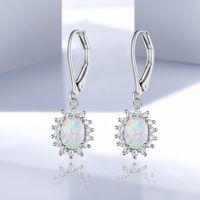 1 Pair Elegant Lady Sun Plating Inlay Copper Artificial Gemstones White Gold Plated Earrings main image 4