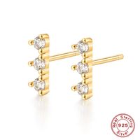 1 Pair Simple Style Round Plating Inlay Sterling Silver Zircon 18k Gold Plated Rhodium Plated Ear Studs main image 3