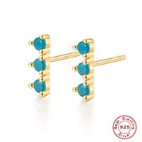 1 Pair Simple Style Round Plating Inlay Sterling Silver Zircon 18k Gold Plated Rhodium Plated Ear Studs main image 4