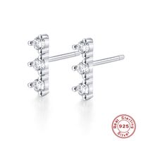 1 Pair Simple Style Round Plating Inlay Sterling Silver Zircon 18k Gold Plated Rhodium Plated Ear Studs sku image 4