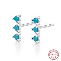 1 Pair Simple Style Round Plating Inlay Sterling Silver Zircon 18k Gold Plated Rhodium Plated Ear Studs sku image 6