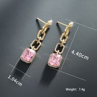 1 Pair Glam Xuping Shiny Square Plating Inlay Alloy Copper Alloy Artificial Gemstones 14k Gold Plated Drop Earrings main image 2