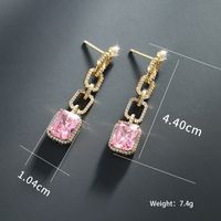 1 Pair Glam Xuping Shiny Square Plating Inlay Alloy Copper Alloy Artificial Gemstones 14k Gold Plated Drop Earrings sku image 2