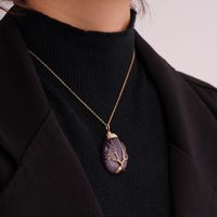 Ig Style Simple Style Water Droplets Stainless Steel Natural Stone Knitting Pendant Necklace main image 8