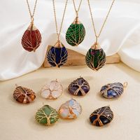 Ig Style Simple Style Water Droplets Stainless Steel Natural Stone Knitting Pendant Necklace main image 1